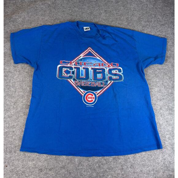 VINTAGE MLB Chicago Cubs Shirt Mens 2XL Blue Graphic Dynasty Baseball Tee Y2K - Picture 1 of 5